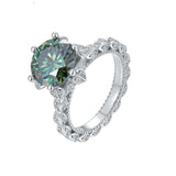 S925 Silver 5 Carat Green Moissanite Ring