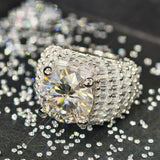 S925 Silver 10 Carat Moissanite Statement Ring