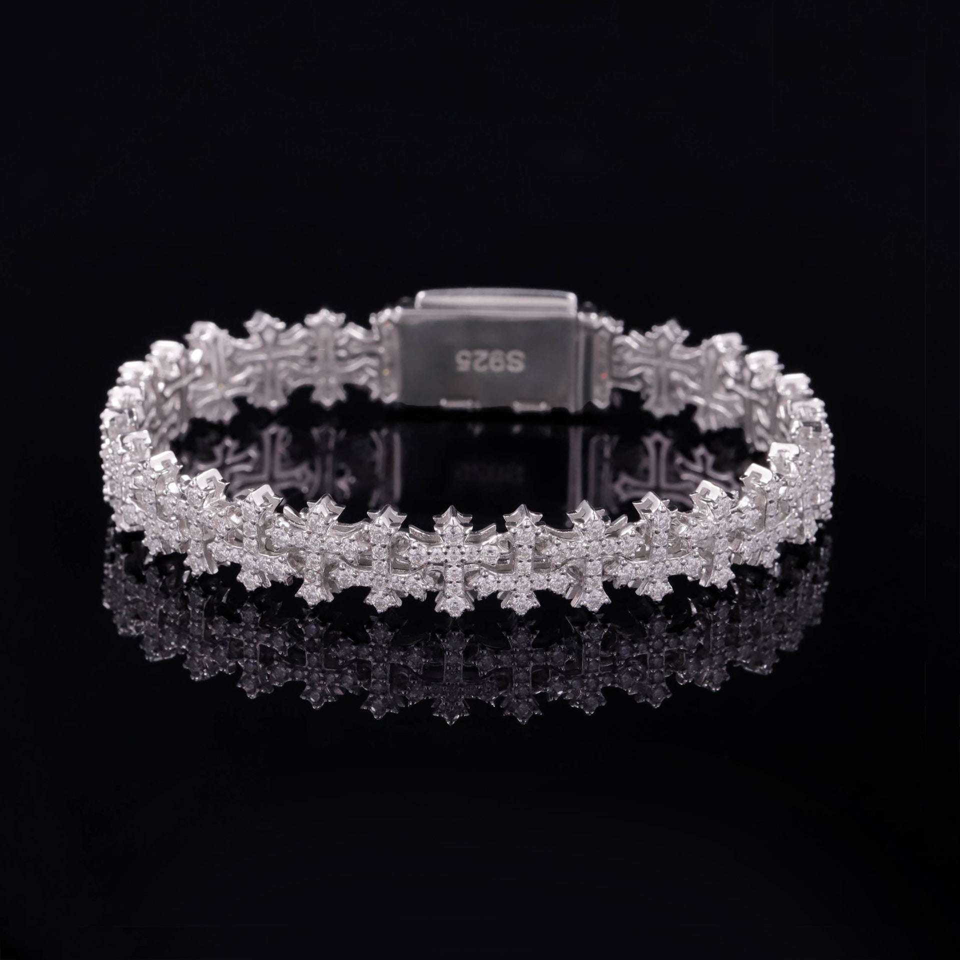 S925 Sterling Silver Moissanite Gothic Cross Bracelet