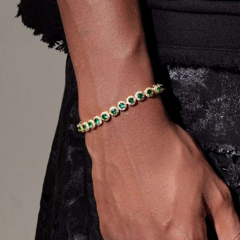 Gold-Plated Green Zircon Tennis Bracelet