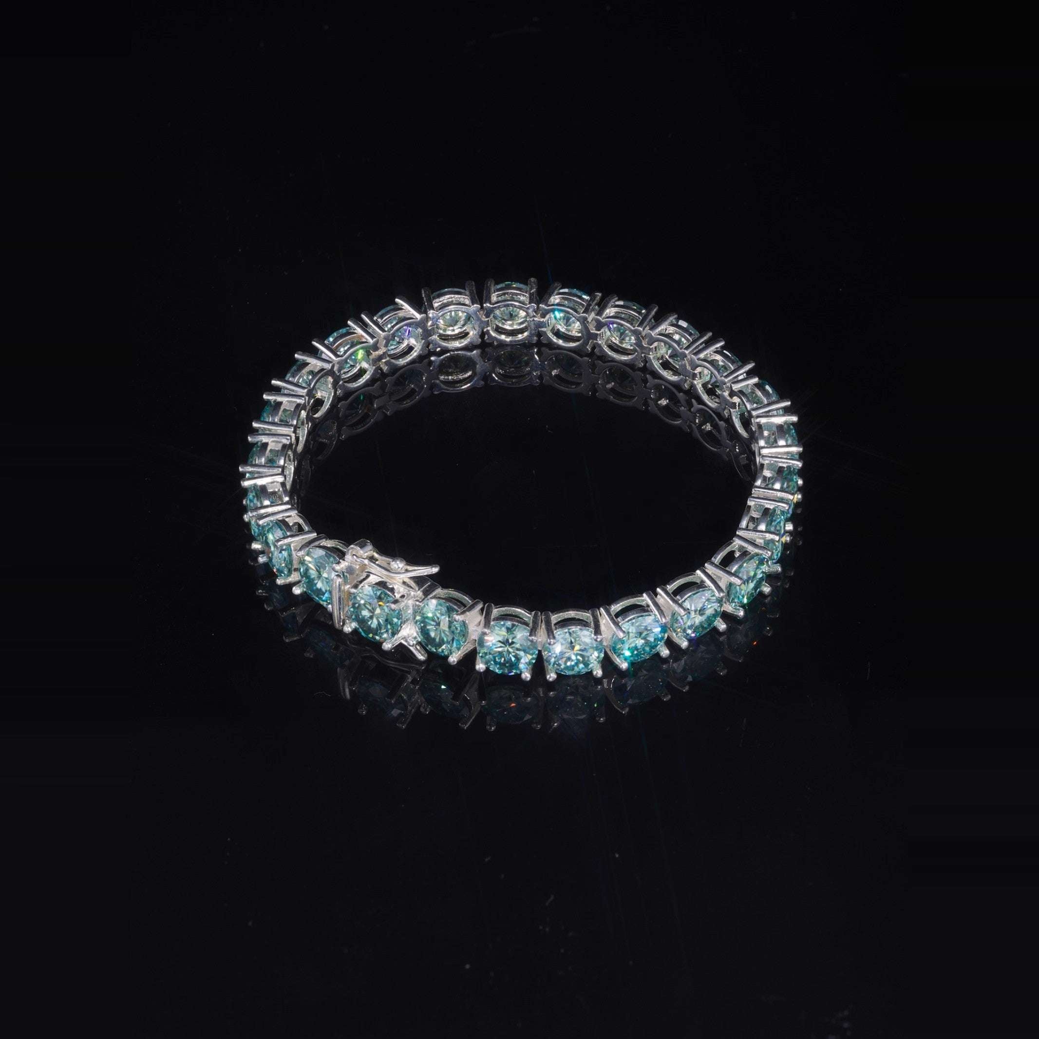 S925 Silver lake Green Moissanite Tennis Bracelet