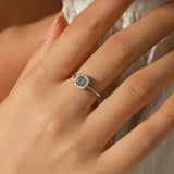 S925 Silver 0.5ct Gray Moissanite Halo Ring
