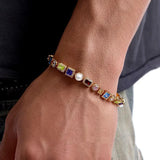 Colorful Zircon & Shell Bead Bracelet