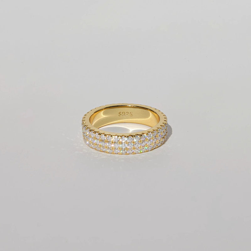 S925 Sterling Silver Minimalist Full-Pavé Moissanite Ring