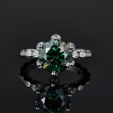 S925 Silver 5 Carat Green Moissanite Ring