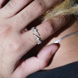 S925 Silver Lightning Bolt Zircon Ring