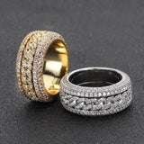 S925 Silver Spinning Moissanite Cuban Band Ring