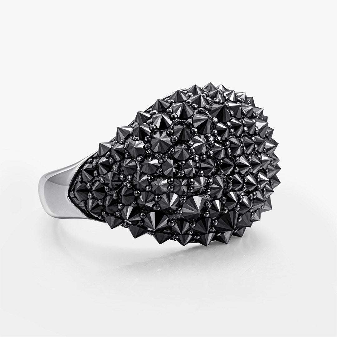 Reverse-Set Black Moissanite Signet Ring