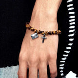 Tigerite Cross Beaded Bracelet