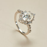 Vintage Floral S925 Silver 2Carat Moissanite Bridal Set