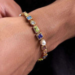 Colorful Zircon & Shell Bead Bracelet