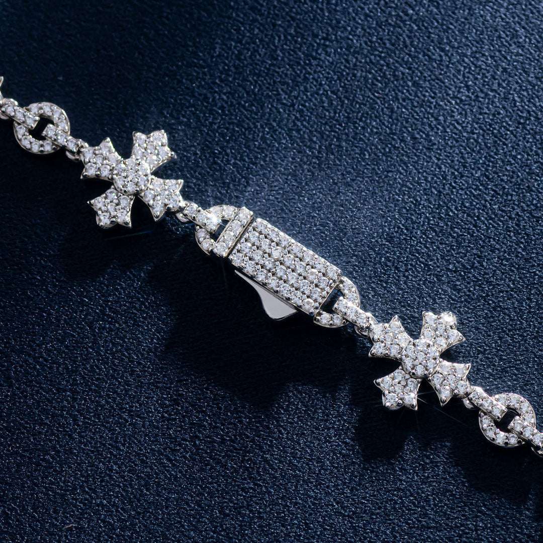 S925 Silver Moissanite Iced Crossfire Tennis Chain