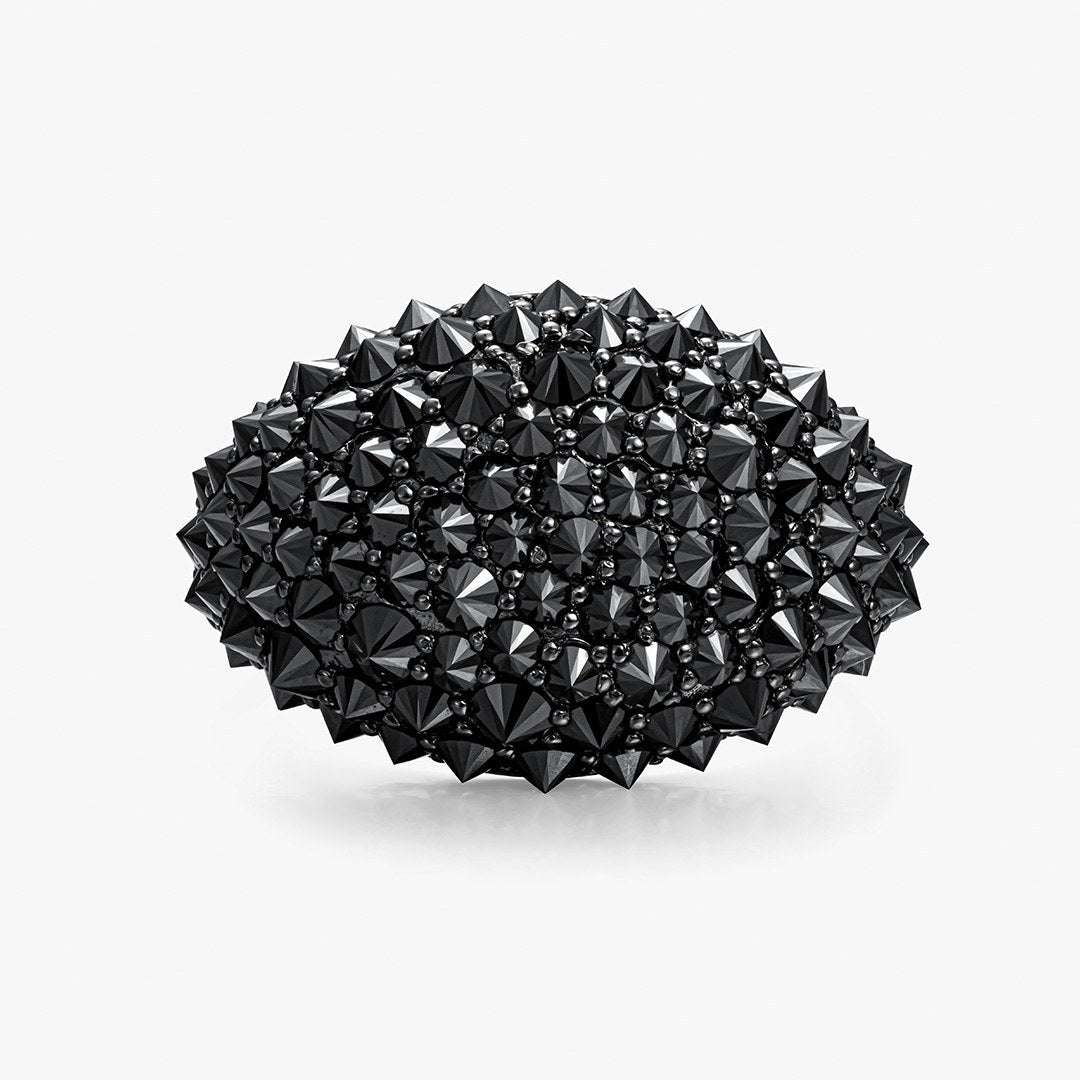 Reverse-Set Black Moissanite Signet Ring
