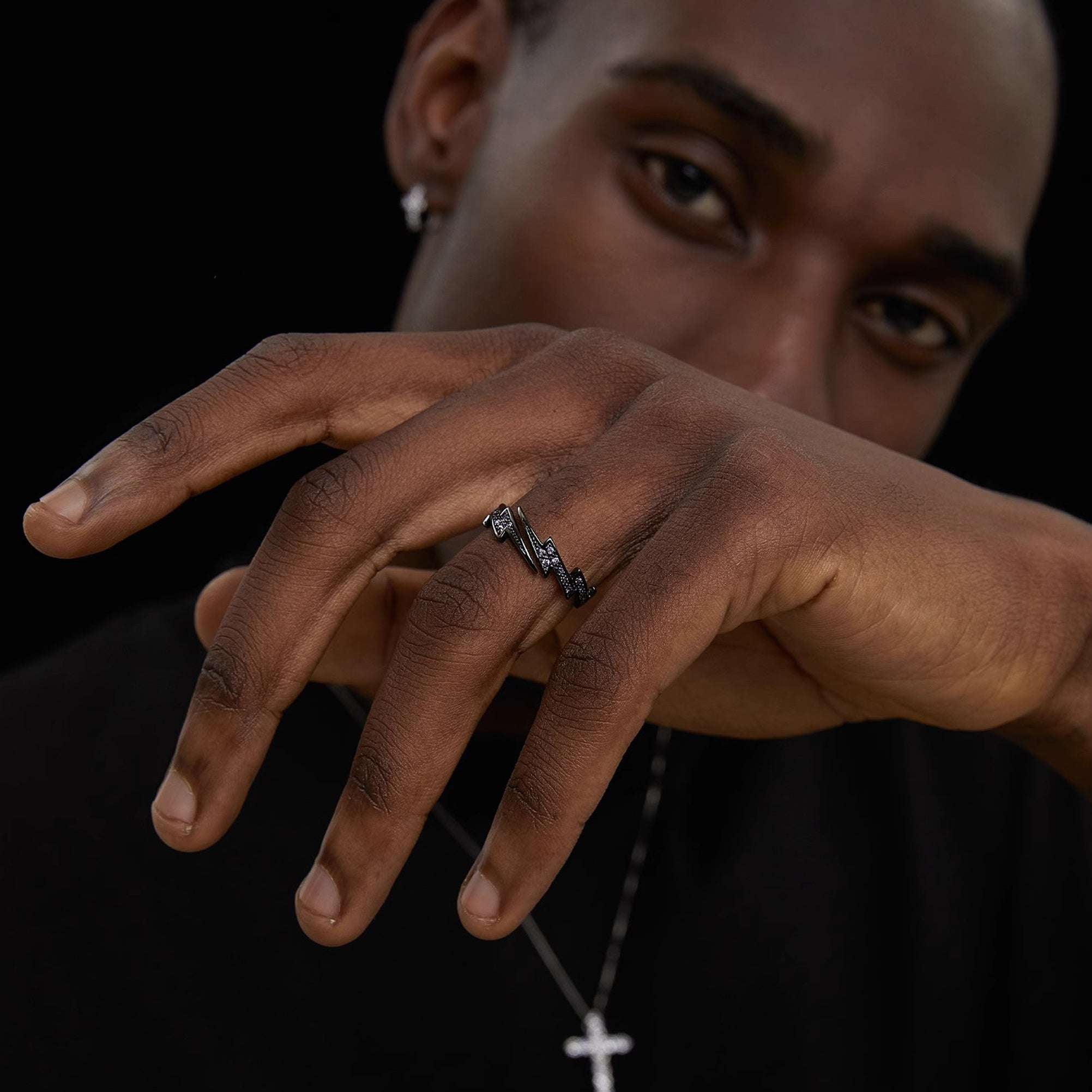 S925 Silver Lightning Bolt Zircon Ring