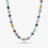 S925 Silver Colorgem Cross Tennis Chain