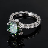 S925 Silver 5 Carat Green Moissanite Ring
