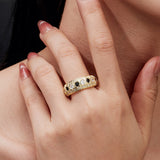 S925 Silver Black & White Moissanite Ring