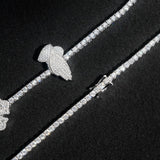S925 Silver Praying Hands Cross Moissanite Tennis Necklace