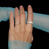 S925 Sterling Silver Minimalist Full-Pavé Moissanite Ring