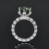 S925 Silver 5 Carat Green Moissanite Ring