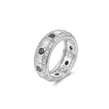 S925 Silver Black & White Moissanite Ring