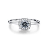 S925 Silver 0.5ct Gray Moissanite Halo Ring