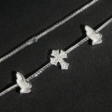 S925 Silver Praying Hands Cross Moissanite Tennis Necklace