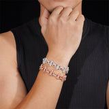 S925 Silver Fleur-de-Lis Iced Moissanite Bracelet