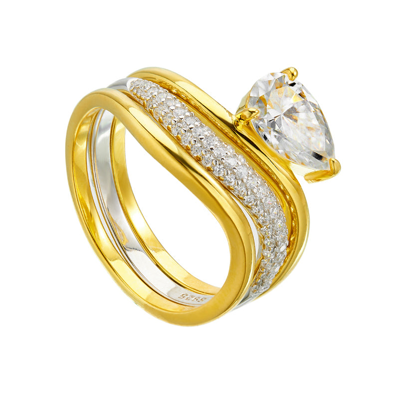 Triple Layer Gold S925 Silver 1.5 Carat Moissanite Ring