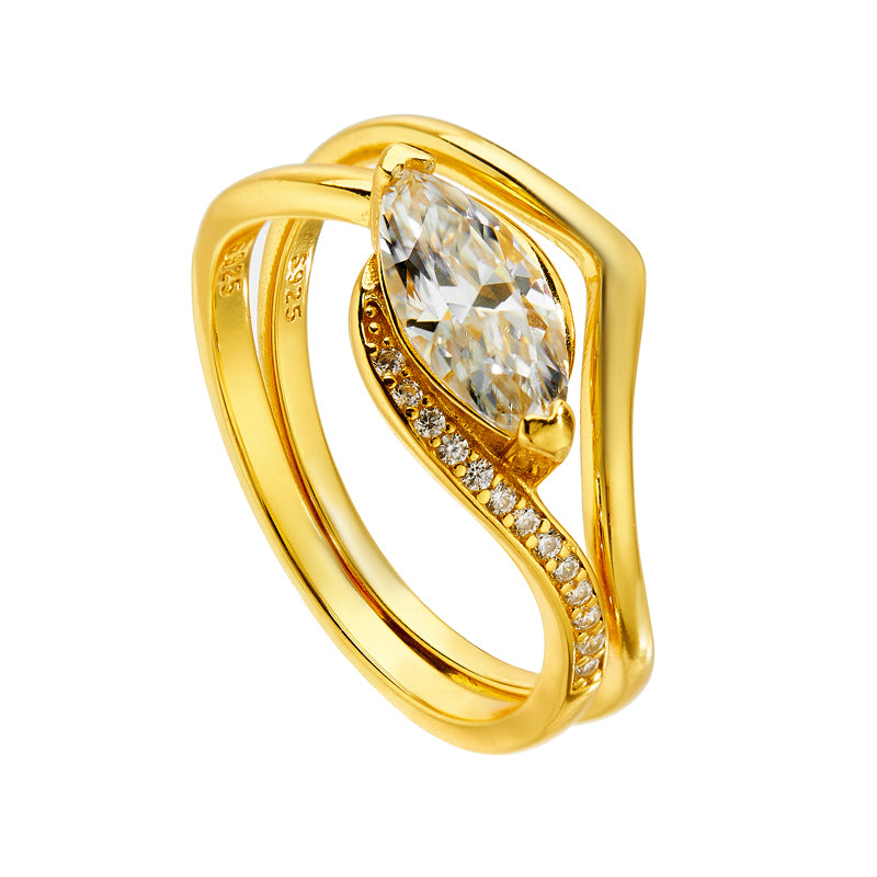 Marquise Cut 1 Carat Moissanite S925 Silver Layered Ring