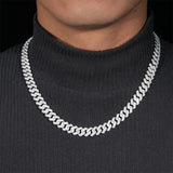 10mm S925 Silver Fully Iced Out Moissanite Diamond-Cut Cuban Chain