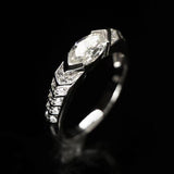 S925 Sterling Silver Eye of Horus Ring Moissanite Marquise Cut