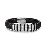 S925 Silver Moissanite Hustle Leather Bracelet