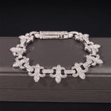 S925 Silver Fleur-de-Lis Iced Moissanite Bracelet