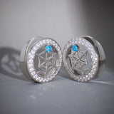 Web Blue Stone Zirkon 14K Ohr Tunnel (2 Stück) 