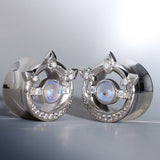 Tunnel d'oreille Moonshadow en argent S925 et zirconium (2 pièces)