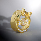 Moonshadow Zircon 14K Gold Ear Gauge Tunnel (2Pcs)