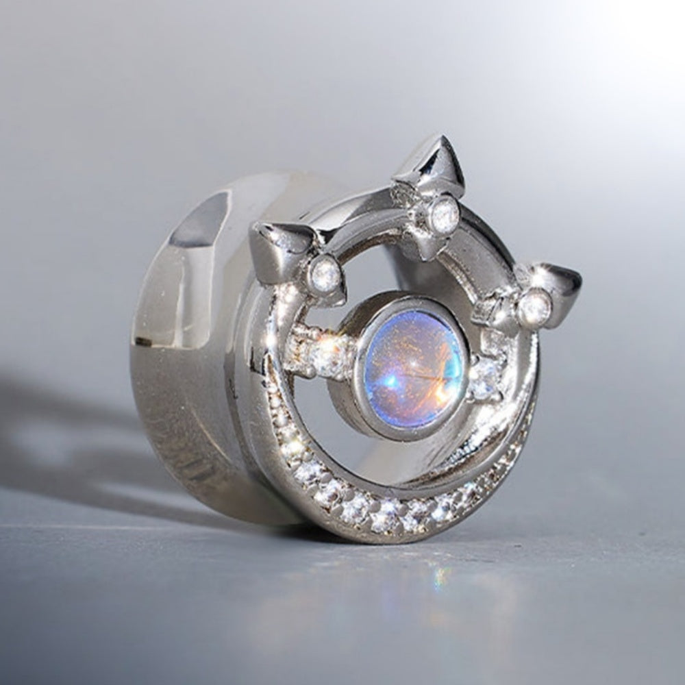Moonshadow Zirkon S925 Silber Ohr Tunnel (2 Stück)