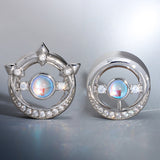 Lunar Gemstone Moissanite 14K Ear Gauge Tunnel (2Pcs)