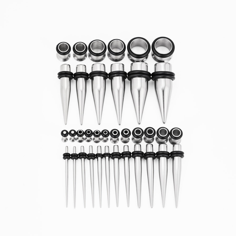 Silver Multicolor Spike Ear Stretching Kit 36Pcs