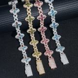S925 Silver Multicolor Moissanite Clover Bracelet