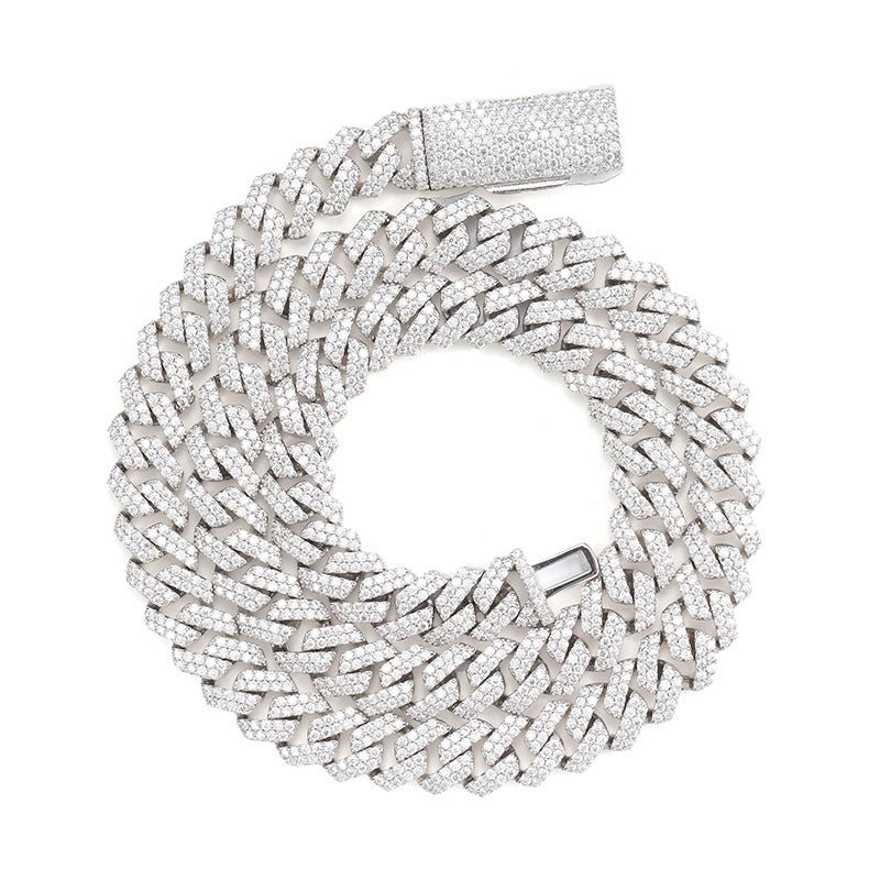 10mm S925 Silver Fully Iced Out Moissanite Diamond - Cut Cuban Chain - AKAK BODYJEWELRY - ear - tunnel