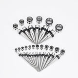 Silver Multicolor Spike Ear Stretching Kit 36Pcs