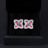 S925 Silver Multicolor Moissanite Clover Stud Earrings