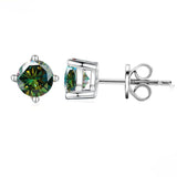 S925 Silver Green Moissanite Stud Earrings Jewelry for Women Men