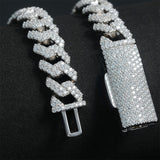 10mm S925 Silver Fully Iced Out Moissanite Diamond-Cut Cuban Chain