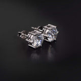 S925 Silver 6-Prong D Color Moissanite Stud Earrings 2pcs
