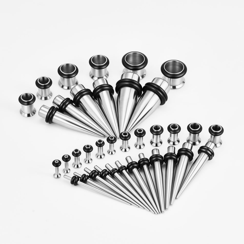 Silver Multicolor Spike Ear Stretching Kit 36Pcs