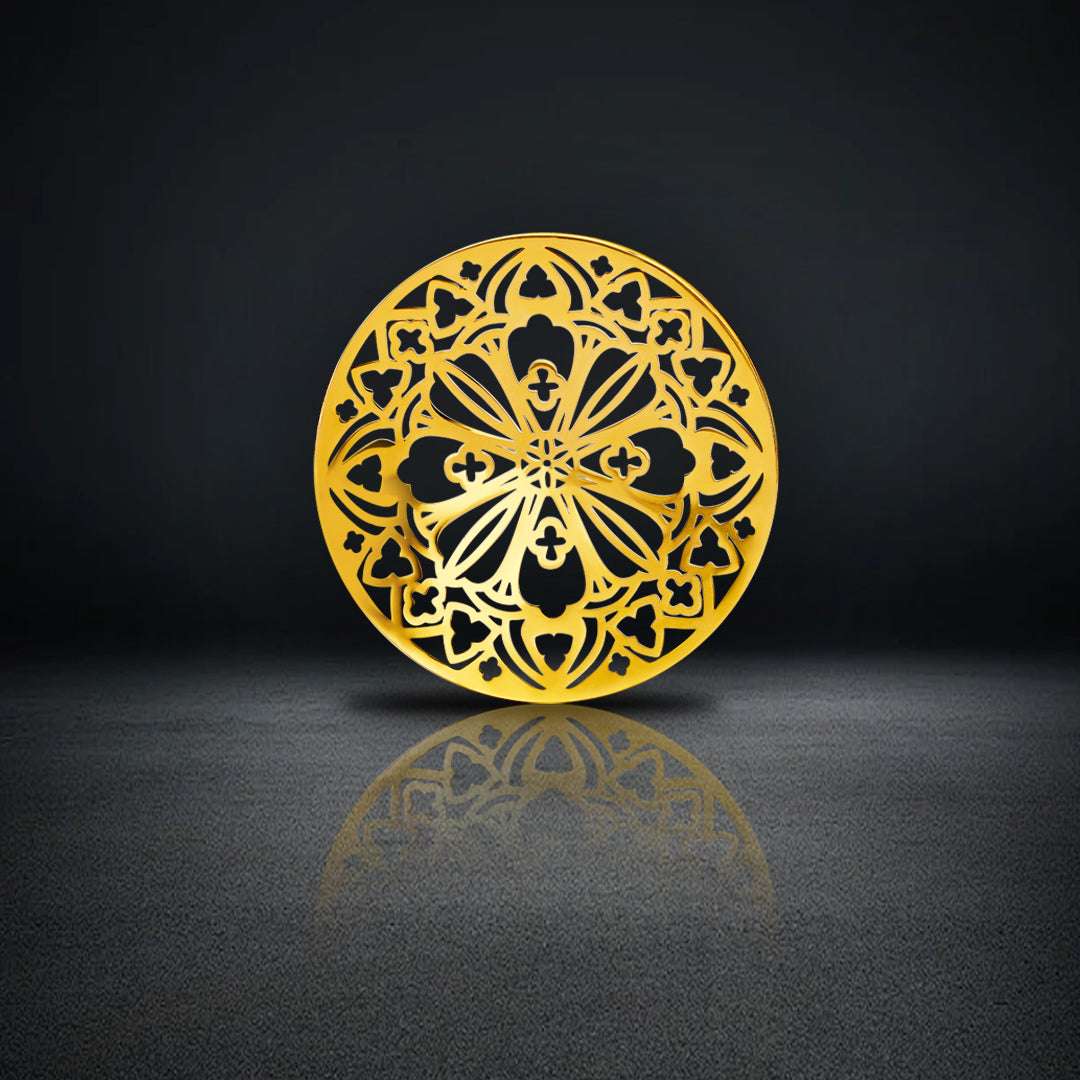 Stainless Steel Golden Filigree Blossoms Ear Gauge Tunnels 2Pcs