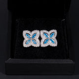 S925 Silver Multicolor Moissanite Clover Stud Earrings